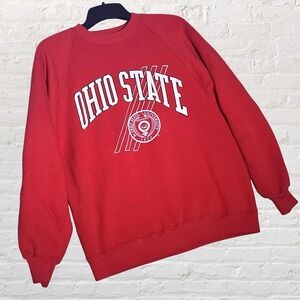 Vintage 1987 Ohio State University Crewneck Sweatshirt Size XL Red Made‎ in USA